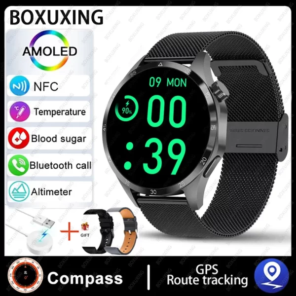 Relógio de pulso masculino, GT4 Pro Smartwatch, Rastreador GPS, Tela HD 360x360, Chamada Bluetooth, Frequência Cardíaca, NFC, Novo, Huawei, Xiaomi, 360 - Image 16