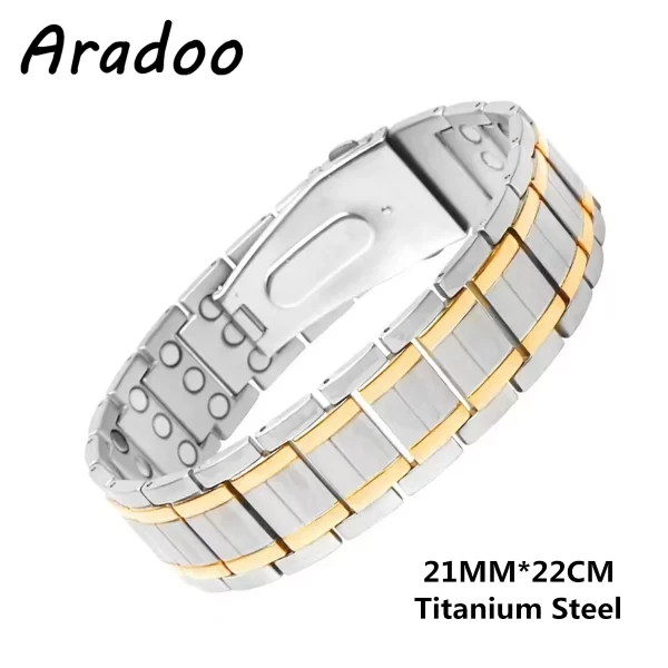 Pulseira/Bracelete, masculino, magnético do emagrecimento do aço Titanium, braceletes anti-radiação da terapia. - Image 26