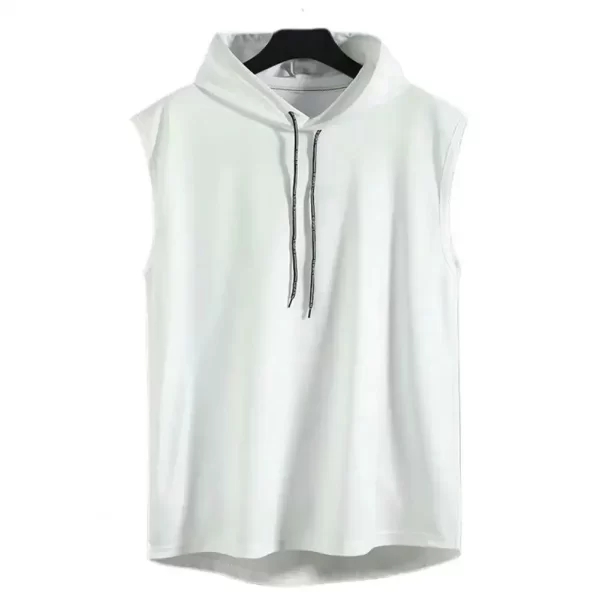 Coletes masculino sem mangas com capuz, muscular, seda gelo, musculação, ginásio, treino, camisa fitness, tops de hip hop, alta qualidade, verão - Image 10