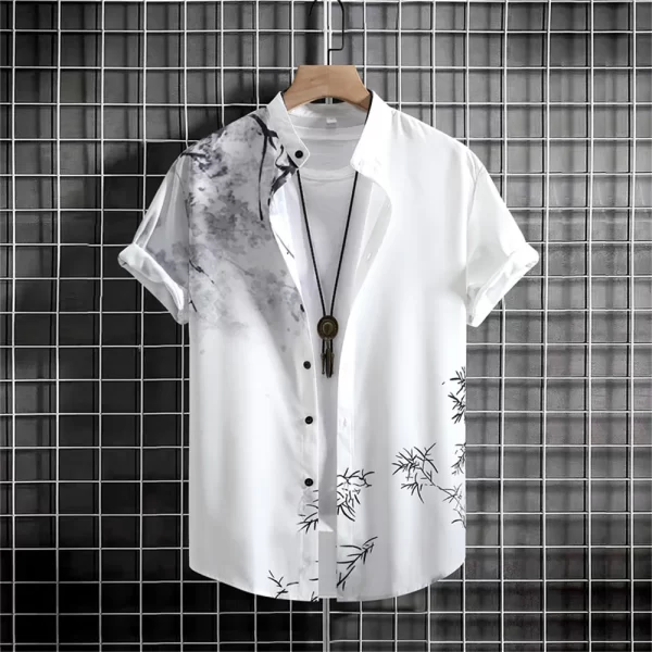 Camisas masculina, havaiana de grandes dimensões, simples, estampada em 3D, casual, top retrô, roupa solta, manga curta, conforto, moda verão - Image 17