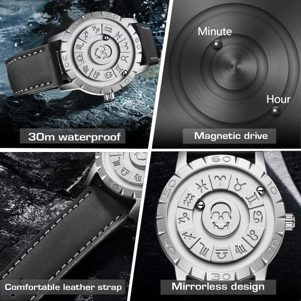 Relógio de pulso masculino, quartzo, magnético, FOXBOX, Impermeável, Criativo, Ponteiro de Rolagem, Trend Concept, Personalidade. - Image 5