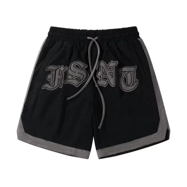 Shorts masculino, vintage americano high street gótico carta bordado, verão solto rua esportes capris - Image 4