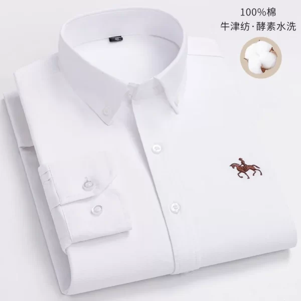 Camisas masculina formal slim fit, plus size, camisas de manga comprida para escritório, roupas, 100% algodão, novo - Image 10