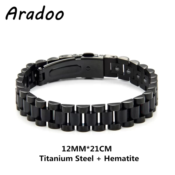 Pulseira/Bracelete, masculino, magnético do emagrecimento do aço Titanium, braceletes anti-radiação da terapia. - Image 28