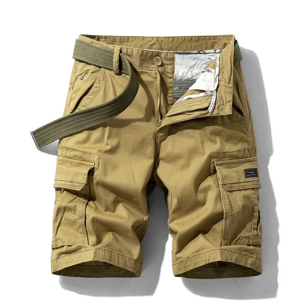Bermuda/Calções masculino de algodão multi bolsos, sólido, secagem rápida, ao ar livre, respirável, militar, verão, moda masculina, quente. - Image 7