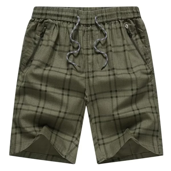Shorts casuais de algodão puro masculino, elástico na cintura, cordão, bolso com zíper, estampa solta, tamanho grande, shorts esportivos azuis, moda praia, verão - Image 4