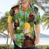 Camisas masculina casual floral havaiana cartoon,  de manga curta 3D de grandes dimensões para praia, moda, verão - Image 8
