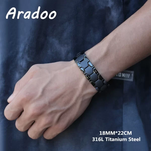 Pulseira/Bracelete, masculino, magnético do emagrecimento do aço Titanium, braceletes anti-radiação da terapia. - Image 13