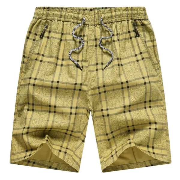 Shorts casuais de algodão puro masculino, elástico na cintura, cordão, bolso com zíper, estampa solta, tamanho grande, shorts esportivos azuis, moda praia, verão - Image 5