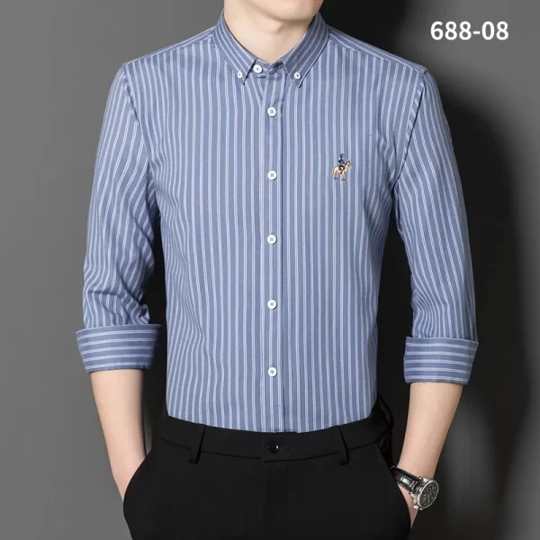 Camisa de manga comprida Oxford Stripes masculina, Clássica, Versátil, Algodão, Casual, Social Fashion, Quatro Estações - Image 12