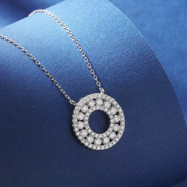 Colar pingente feminino, TBCYD-Duplo Círculo Moissanite, S925 Corrente Pescoço de Prata, Jóias de Luxo Presente, Cor D, Certificado GRA, 1.4CT - Image 3