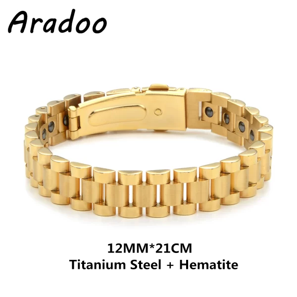 Pulseira/Bracelete, masculino, magnético do emagrecimento do aço Titanium, braceletes anti-radiação da terapia. - Image 30