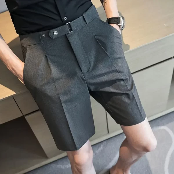 Bermuda/Calções de carga masculino, com elástico confortável, reto, simplicidade, bonito, bolsos de botão, zíper sólido, roupas casuais, moda - Image 3