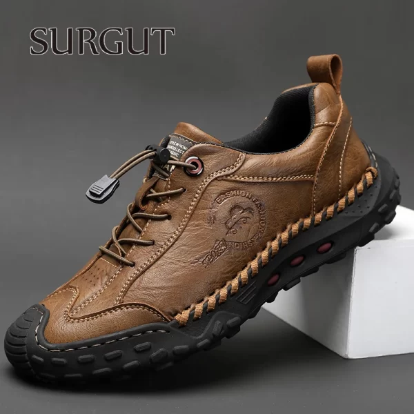 Sapatos masculino de couro, Surgut-sapatos casuais, feitos à mão, respiráveis, macios, bons para o trabalho - Image 4