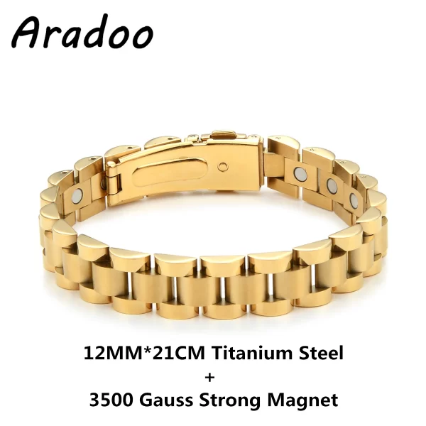 Pulseira/Bracelete, masculino, magnético do emagrecimento do aço Titanium, braceletes anti-radiação da terapia. - Image 32
