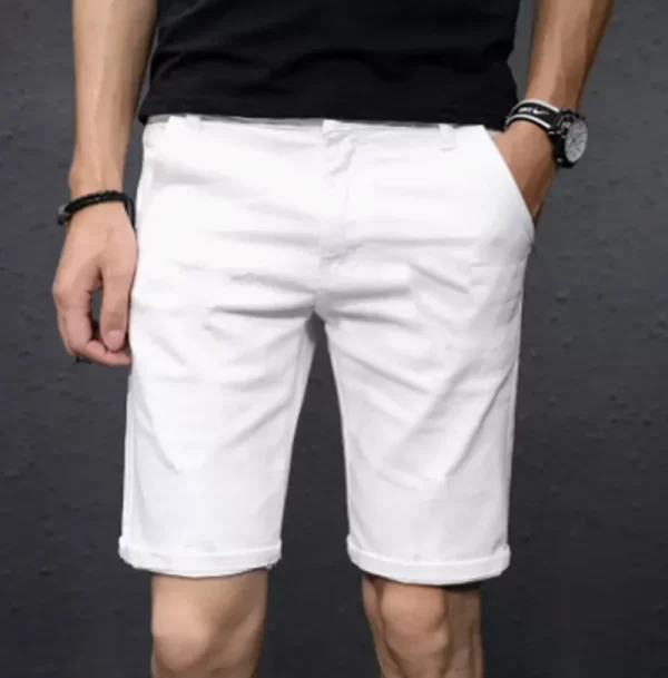 Shorts masculino, Denim verão off, brancos rasgado buracos preto metade jeans,  popular arranhado coreano angustiado plus size 38 40 42 calças - Image 8
