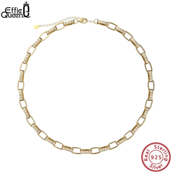 Colar de corrente cubana unissex, Effie Queen 14K Banhado A Ouro Italiano 3.0mm Punk, Moda Cubic Zirconia Gargantilha Cadeia Jóias SN312