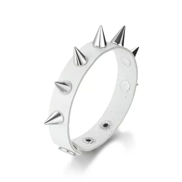 Pulseira de couro masculina espinho de rebite, de couro punk gótico rock unissex com três fileiras - Image 26