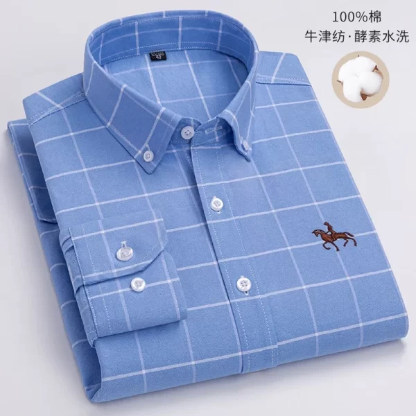 Camisas masculina formal slim fit, plus size, camisas de manga comprida para escritório, roupas, 100% algodão, novo - Image 16