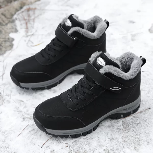 Tênis de couro impermeáveis unissex, botas antiderrapantes, botas de neve unissex quentes, luxuoso, ao ar livre, inverno, novo. - Image 3