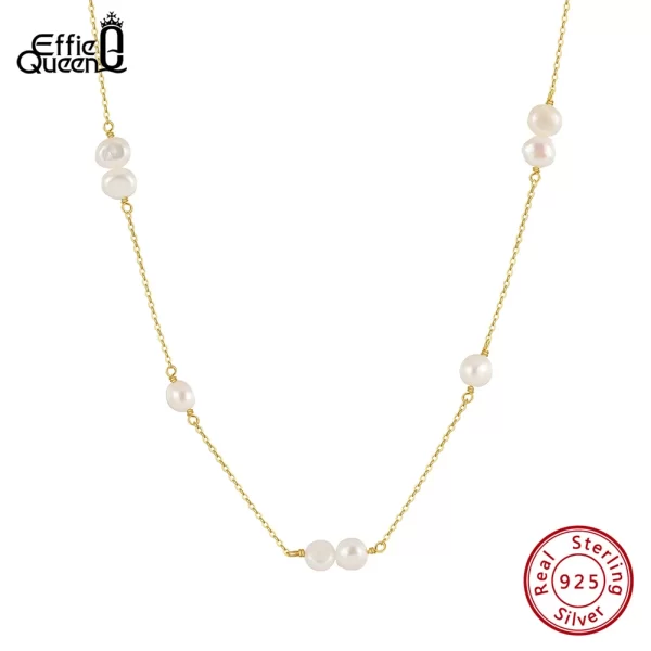 Colar/gargantilha, EFFIE, de Pérolas de Água Doce, 925 Jóias de Prata Esterlina, Banhado a Ouro 14K, Natural, Rainha, Aniversário, GPN57 - Image 2