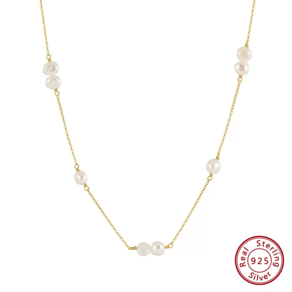 Colar/gargantilha, EFFIE, de Pérolas de Água Doce, 925 Jóias de Prata Esterlina, Banhado a Ouro 14K, Natural, Rainha, Aniversário, GPN57 - Image 7