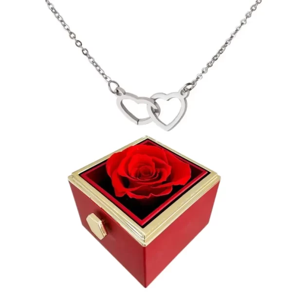 Colar Gravado Coração, Rotating Rose Box, Eternamente Preservado. - Image 3