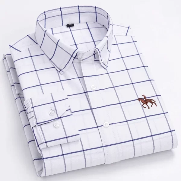 Camisas masculina formal slim fit, plus size, camisas de manga comprida para escritório, roupas, 100% algodão, novo