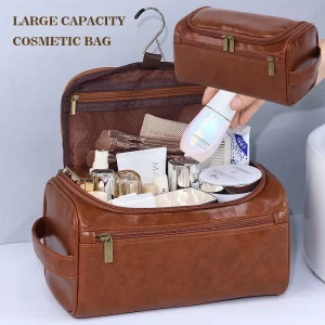Bolsa de maquilagem multifunções em pele à prova de água feminino, mala de viagem, organizador de artigos de higiene pessoal, bolsas de cosméticos