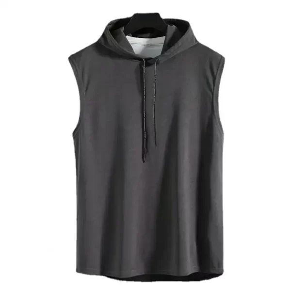Coletes masculino sem mangas com capuz, muscular, seda gelo, musculação, ginásio, treino, camisa fitness, tops de hip hop, alta qualidade, verão - Image 7