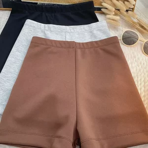 Shorts/Calção preta de cintura alta feminina, perna larga, casual, versátil, moda coreana, Y2K, Spice Girls, outono, inverno, novo.