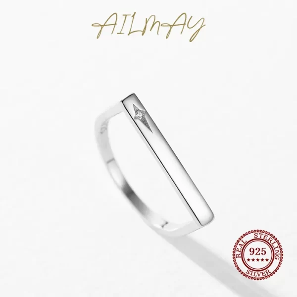 Anel de dedo feminino, Ailmay-Empilhável, 100% 925 Sterling Silver, moda, personalidade, festa, jóias finas, acessórios, venda - Image 4