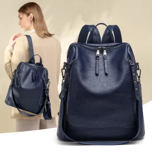 Mochila de couro de grande capacidade feminina, moda versátil, bolsa de viagem lazer, mochila maré, nova.