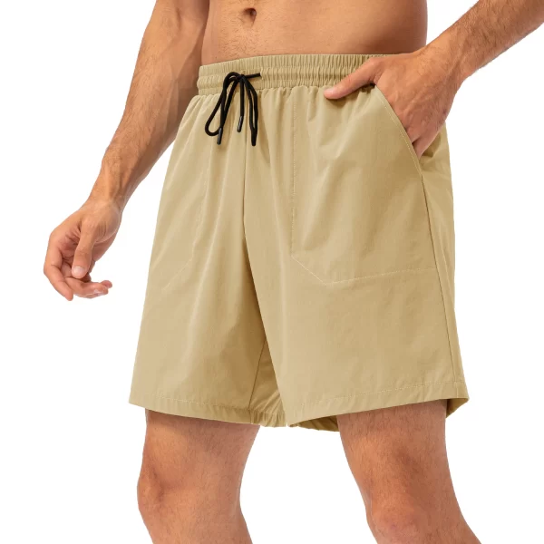 Shorts masculino, novo drawstring, casuais secagem rápida calções de esportes nadar surf beachwear, com bolso traseiro - Image 2