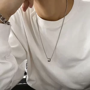 Colar unissex punk de aço inoxidável, pingente vintage, colar gótico, acessórios em corrente, 1pc