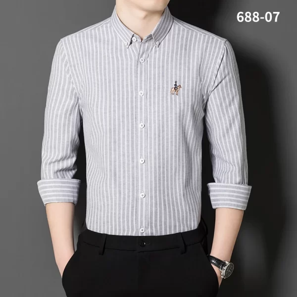 Camisa de manga comprida Oxford Stripes masculina, Clássica, Versátil, Algodão, Casual, Social Fashion, Quatro Estações - Image 11