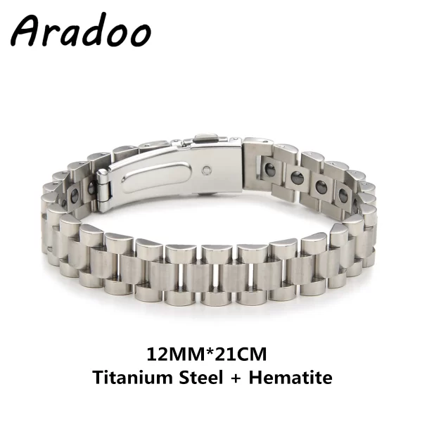 Pulseira/Bracelete, masculino, magnético do emagrecimento do aço Titanium, braceletes anti-radiação da terapia. - Image 29