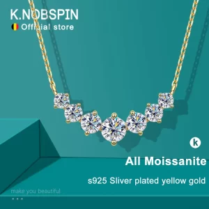 Colar feminino, KNOBSPIN D VVS1 Moissanite Pingente, Moda Partido Jóias GRA Certified 925 Sliver Banhado Colar De Ouro Amarelo