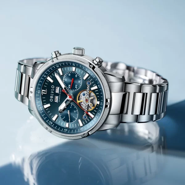 Relógio de pulso automático masculino, Oblvlo, de aço tourbillon, super luminosa relógios à prova d água CM-T - Image 3