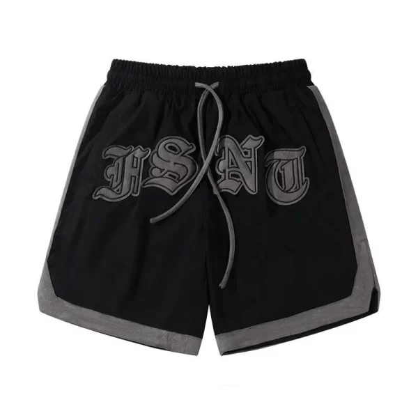 Shorts masculino, vintage americano high street gótico carta bordado, verão solto rua esportes capris - Image 7