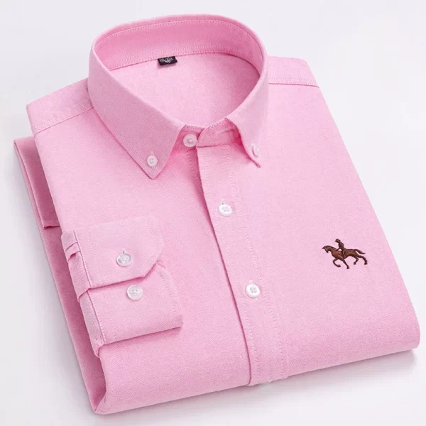Camisas masculina formal slim fit, plus size, camisas de manga comprida para escritório, roupas, 100% algodão, novo - Image 2