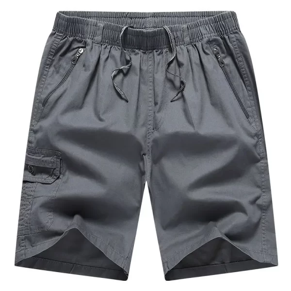 Shorts casuais de algodão puro masculino, elástico na cintura, cordão, bolso com zíper, estampa solta, tamanho grande, shorts esportivos azuis, moda praia, verão - Image 9