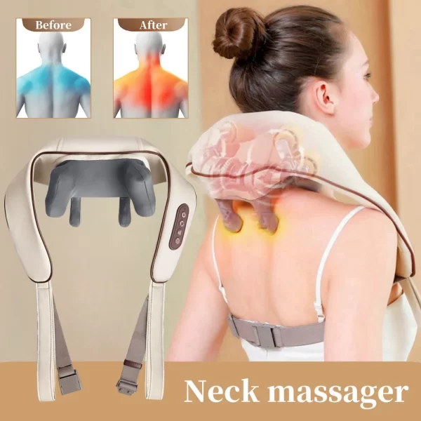 Aparelho de Massagem Elétrica Acupressão Xaile, Pescoço, Ombro, Costas, Wireles Calor Automático, Músculo, Trapézio, Travesseiro Cervical, Perna, Corpo