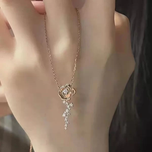 Colar feminino, D Moissanite Rose Gold Colar com Flor Rosa, Joalheria Fina Presentes, 925 Sterling Silver, Presentes Especiais - Image 6