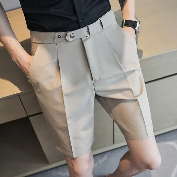 Bermuda/Calções de carga masculino, com elástico confortável, reto, simplicidade, bonito, bolsos de botão, zíper sólido, roupas casuais, moda - Image 2