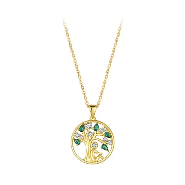 Colar feminino, BAMOER-925 Sterling Silver Colar Árvore da Vida, colares pingentes da árvore da sorte banhados a ouro 14k, joias. - Image 8