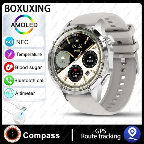 Relógio de pulso masculino, GT4 Pro Smartwatch, Rastreador GPS, Tela HD 360x360, Chamada Bluetooth, Frequência Cardíaca, NFC, Novo, Huawei, Xiaomi, 360 - Image 8