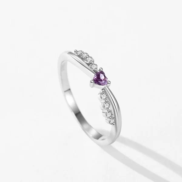Anel feminino, Ailmay-Romântico Coração Roxo Brilhante CZ, Real 925 Sterling Silver, Jóias Finas na Moda, Presente de Aniversário. - Image 3