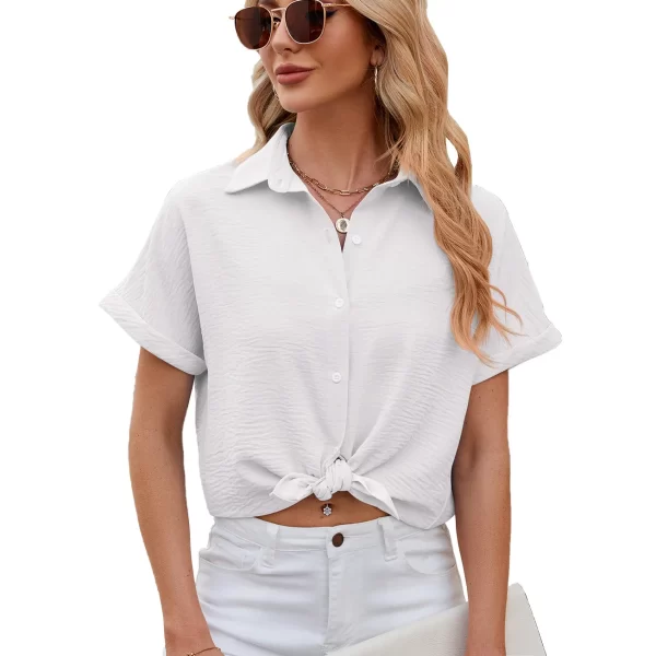 Camisas feminina,  vintage extragrandes, camisas soltas casuais, monocromáticas, tops jovens elegantes, moda feminina, verão. - Image 7