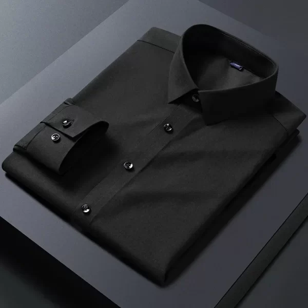 Camisas elásticas de manga comprida masculina, camisa branca, slim fit, anti-rugas, social, blusa de negócios. - Image 11
